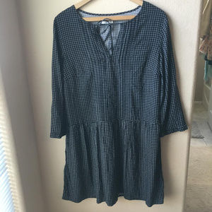 Long Sleeve Checkered Swing Shift Dress